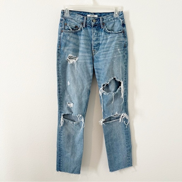 GRLFRND Karolina High-Rise Crop Jeans A Little More Love Revolve Distressed 25 - Picture 1 of 10